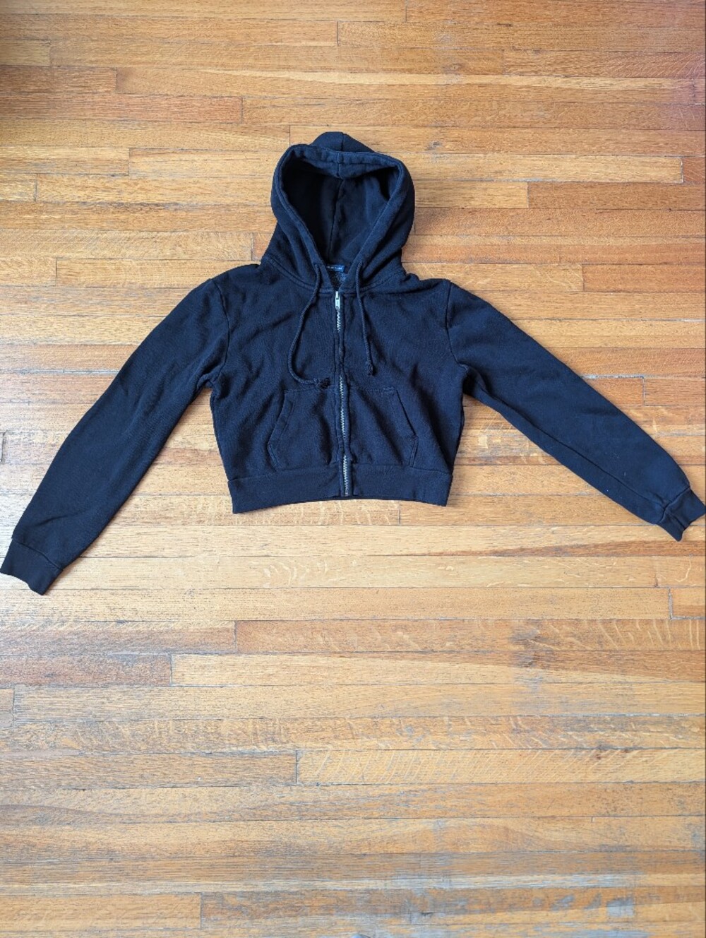 Brandy Melville Black Zip-Up Cropped Hoodie Jacket